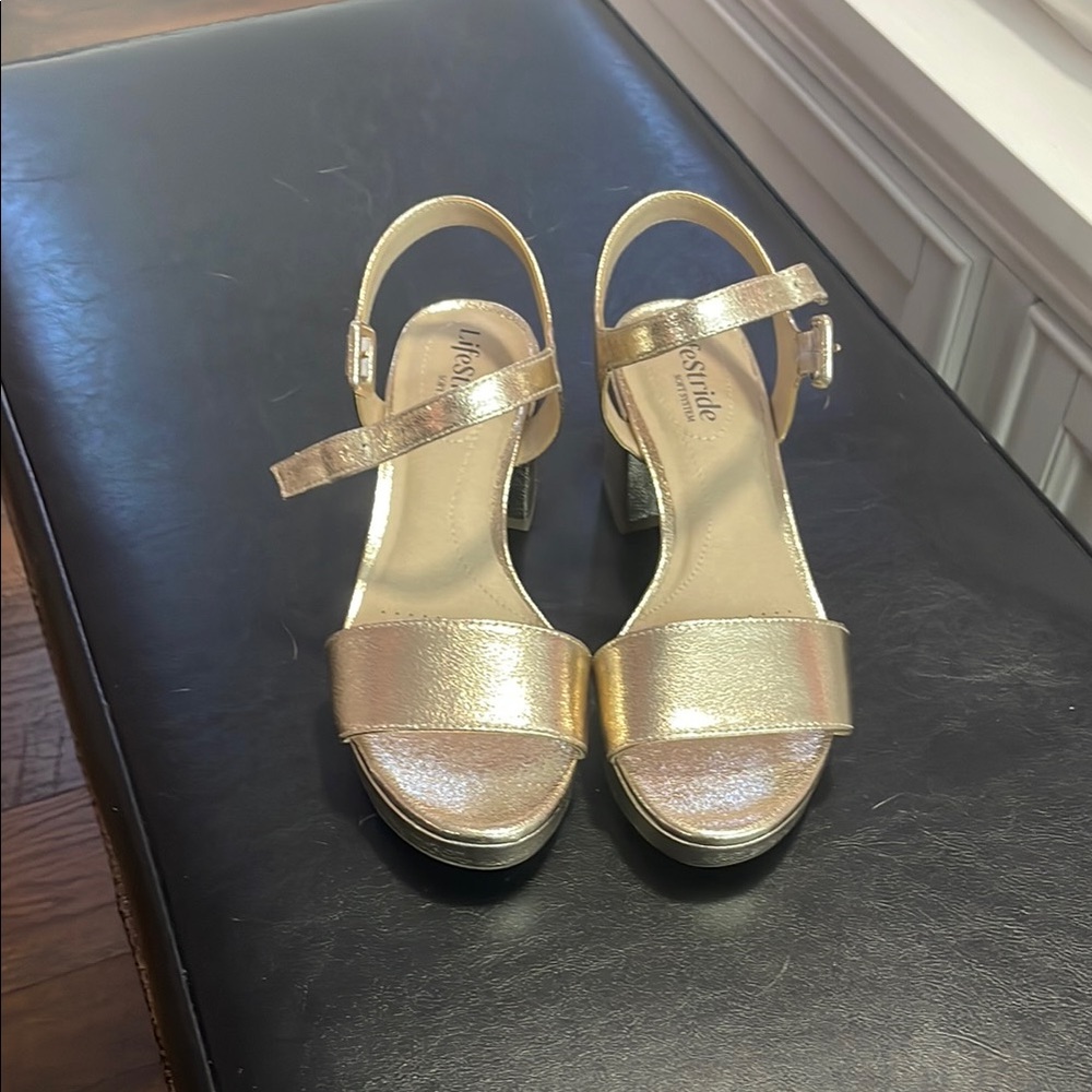Life Stride Gold Heels